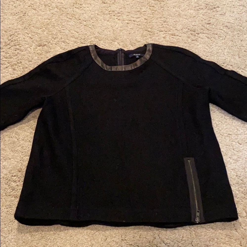Madewell size M wool top with genuine leather EUC